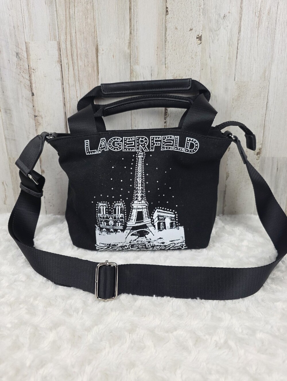 Karl Lagerfeld Paris Graphic Black Tote Bag